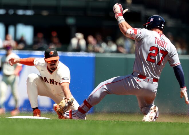 Trout’s 1st 4-hit game since the 2021 season powers the Angels to a 4-3 win over the Giants
