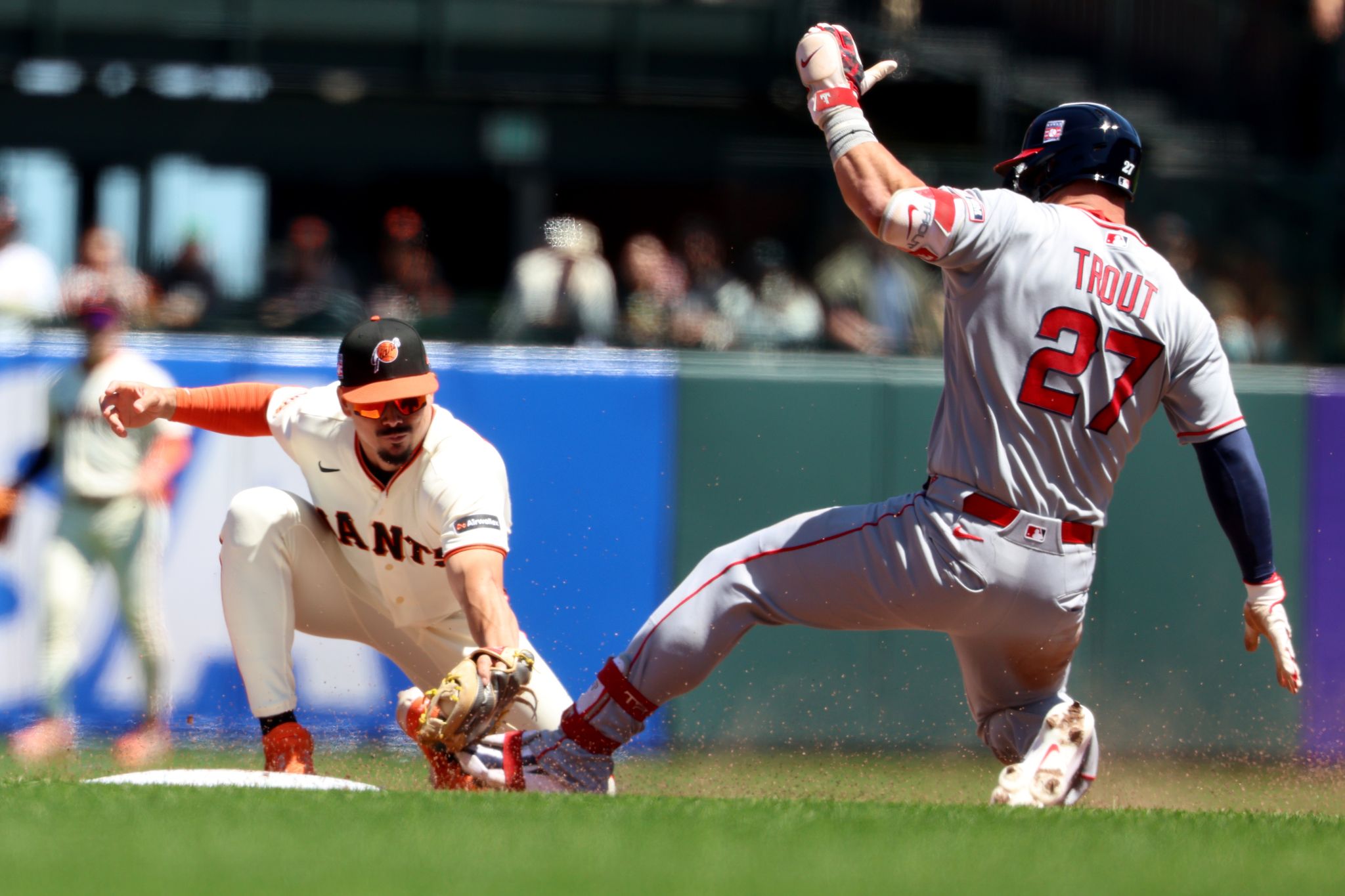 Trout’s 1st 4-hit game since the 2021 season powers the Angels to a 4-3 win over the Giants