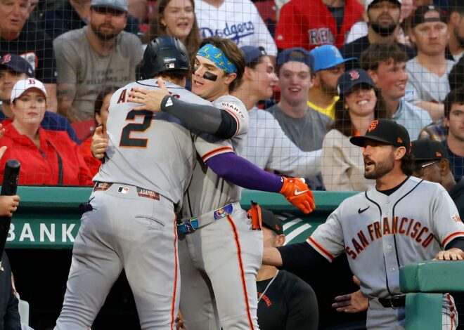Eli White slides home headfirst with winning run, play reviewed and Red Sox rally past Giants 3-2