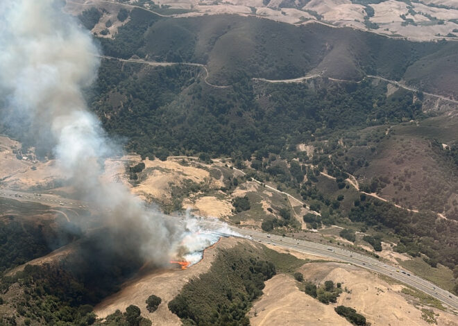 Progress stopped on wildfire near Cuesta Grade sparked by burning car